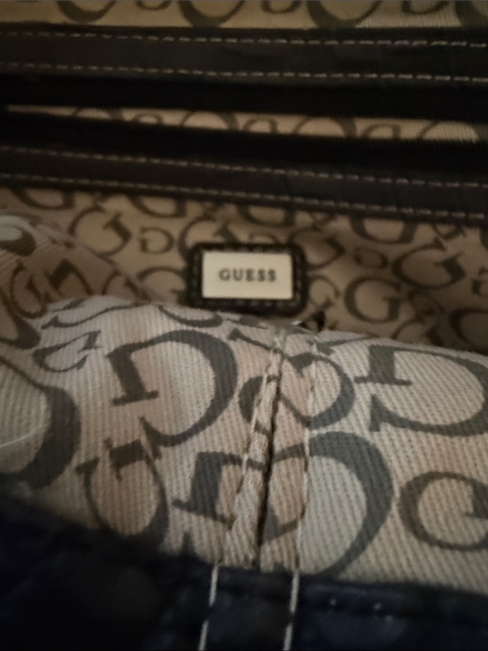 Guess Tri-Tone Faux-Croc Shoulder Bag — Cream, Gray & Black - Picture 10 of 14